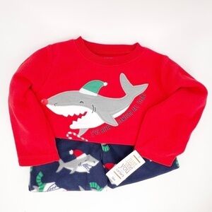Christmas Shark Fleece Pajamas Set Carter’s Just One You Red Blue New NWT